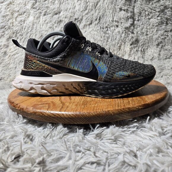 Nike React Infinity Run Flyknit 3 Womens 11 Premium Black Zebra Iridescent Shoes - Picture 11 of 11